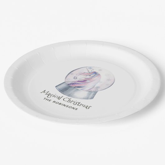 Waterverf Glitter Unicorn Kerstmis Papieren Bordje (Gekanteld)