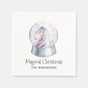 Waterverf Glitter Unicorn Kerstmis Servet