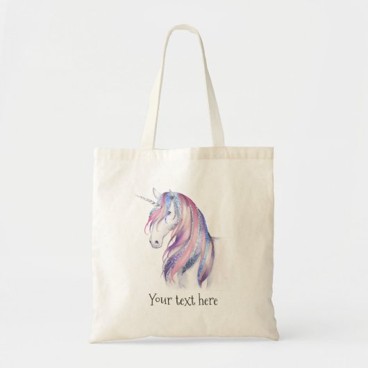 Waterverf Glitter Unicorn Tote Bag (Voorkant)