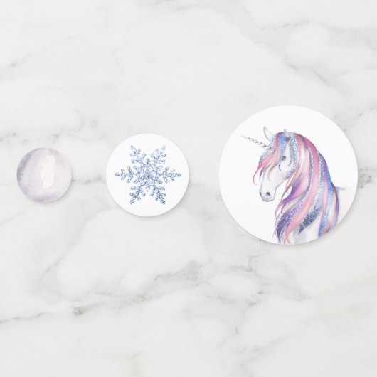 Waterverf Glitter Unicorn Winter Holiday Birthday Confetti (Achterkanten)