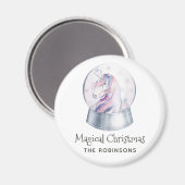 Waterverf Glitter Unicorn Winter Holiday Magneet (Voorkant / Achterkant)