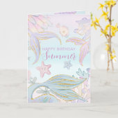 Waterverf Glitter Zeemeermin Onder de Zee Kaart (Gele Bloem)