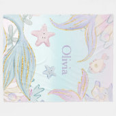 Waterverf Glitter Zeemeermin Staarten Onder het Ze Fleece Deken (Voorkant (Horizontaal))