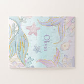 Waterverf Glitter Zeemeermin Staarten Onder het Ze Legpuzzel (Horizontaal)