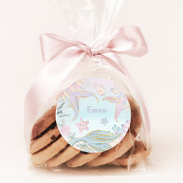 Waterverf Glitter Zeemeermin Staarten Onder het Ze Ronde Sticker