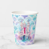 Waterverf Glitter Zeemeermin Verjaardag Papieren Bekers (Achterkant)
