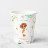 Waterverf Glitter Zeemeermin Verjaardag Papieren Bekers (Voorkant)