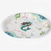 Waterverf Glitter Zeemeermin Verjaardag Papieren Bordje (Gekanteld)