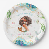 Waterverf Glitter Zeemeermin Verjaardag Papieren Bordje (Voorkant)