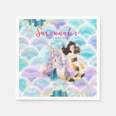 Waterverf Glitter Zeemeermin Verjaardag Servet (Voorkant)