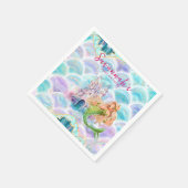 Waterverf Glitter Zeemeermin Verjaardag Servet (Hoek)