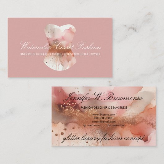 Waterverf Glitz Corset Mode Stijl Visitekaartje (Voorkant / Achterkant)