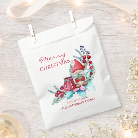 Waterverf Gnome en Poinsettia Bedankzakje (Geknipt)