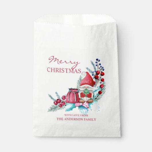 Waterverf Gnome en Poinsettia Bedankzakje (Voorkant)