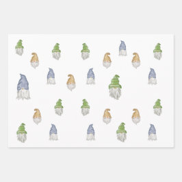 Waterverf Gnome Gift Wrap | 3 vellen | 3 kleuren