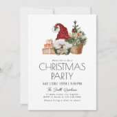 Waterverf Gnome Gifts Kerstboom Party Kaart (Voorkant)