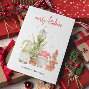 Waterverf Gnome Kerst Feestdagenkaart