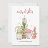 Waterverf Gnome Kerst Feestdagenkaart (Voorkant)