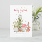 Waterverf Gnome Kerst Feestdagenkaart (Staand voorkant)
