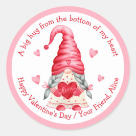 Waterverf Gnome Meisje Klasgenoten Valentijns Ronde Sticker