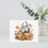 Waterverf Gnome Pompoen Thanksgiving Feestdagenkaart (Staand voorkant)