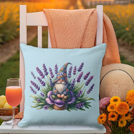 Waterverf Gnome & Purple Flowers Kussen