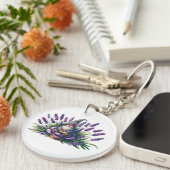 Waterverf Gnome & Purple Flowers Sleutelhanger (Voorkant Rechts)