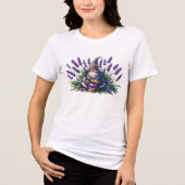 Waterverf Gnome & Purple Flowers Tri-Blend Shirt (Voorkant)