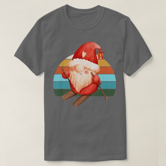 Waterverf Gnome Santa Kerstboom Lights Xmas T-shirt (Design voorkant)