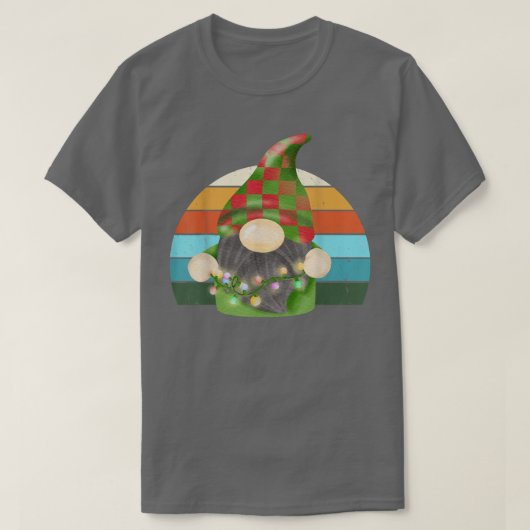 Waterverf Gnome Santa Kerstboom Lights Xmas T-shirt (Design voorkant)