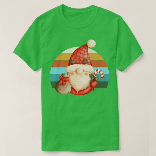 Waterverf Gnome Santa Kerstboom Lights Xmas T-shirt (Design voorkant)
