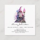 Waterverf Gnome Wizard Paarse en Zwart Vierkante Visitekaartje (Achterkant)