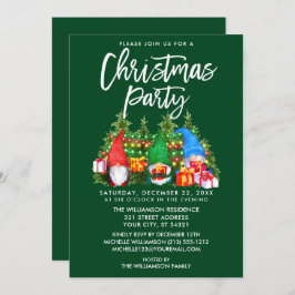 Waterverf Gnomen Lights kerstfeest Green Kaart