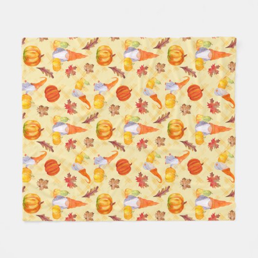 Waterverf gnomen, pompoenen en bladeren fleece deken (Voorkant (Horizontaal))
