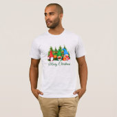 Waterverf Gnomes Green Merry kerstgrijs T-shirt (Voorkant volledig)