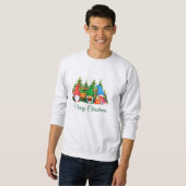 Waterverf Gnomes Green Merry kerstgrijs Trui (Voorkant volledig)