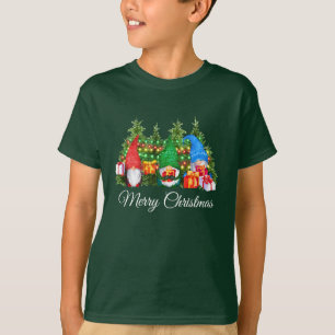 Waterverf Gnomes Merry Christmas Boy's Green T-shirt