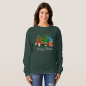 Waterverf Gnomes Merry KerstGreen W Trui (Voorkant volledig)