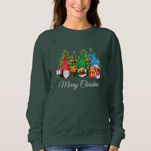 Waterverf Gnomes Merry KerstGreen W Trui (Voorkant)