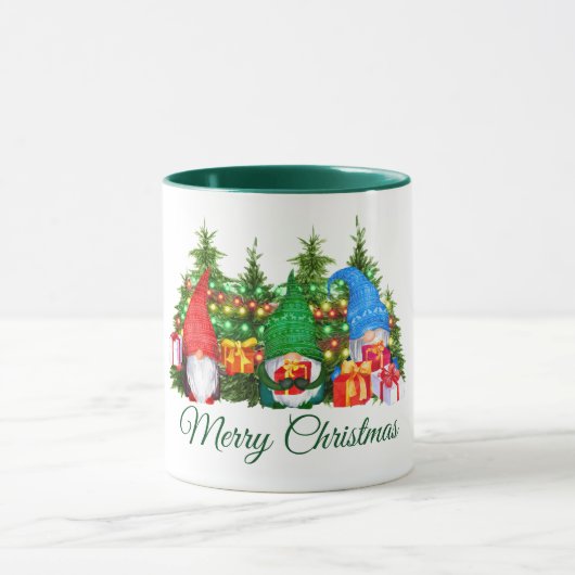 Waterverf Gnomes Merry Kerstlights Green Mok (Midden)