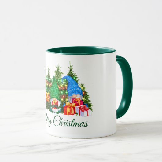 Waterverf Gnomes Merry Kerstlights Green Mok (Voorkant rechts)