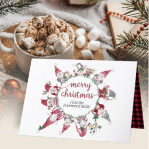 Waterverf Gnomes Merry Kerstreindeer Pset Feestdagen Kaart