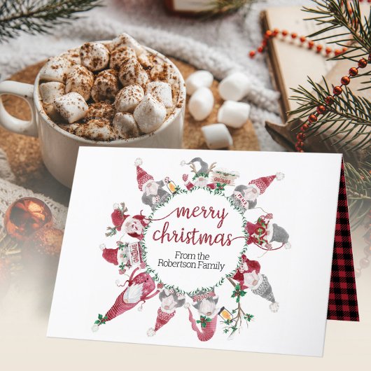 Waterverf Gnomes Merry Kerstreindeer Pset Feestdagen Kaart