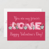 Waterverf Gnomes Pink Valentijn Greet Briefkaart (Voorkant / Achterkant)