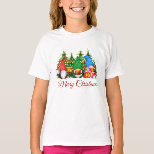 Waterverf Gnomes Red Merry-kerstmeisje T-shirt