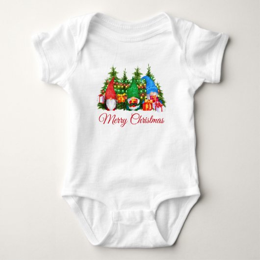 Waterverf Gnomes Red Merry Kerstmis Romper (Voorkant)