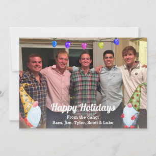 Waterverf Gnomes Vakantie Vrienden Fotokaart Feestdagenkaart