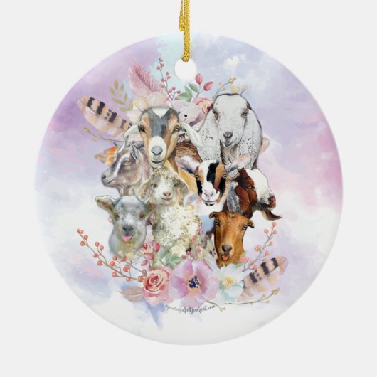 Waterverf GOAT Briet Collage | GetYerGoat™ Keramisch Ornament (Achterkant)