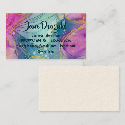Waterverf Gold Abstract, modern zakelijk Visitekaartje (Voorkant / Achterkant)