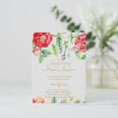 Waterverf Gold Ampersand - Indulgent Red Roses Briefkaart (Staand voorkant)